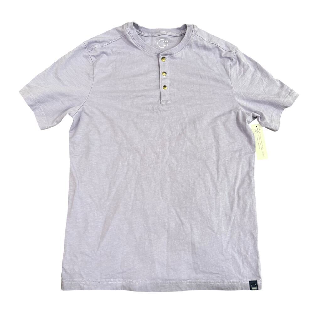 Even Tide Regular Fit 3 Button T-Shirt in Lilac, Size L​​